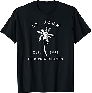 Original St. John Virgin Islands Palm Tree Novelty Art T-Shirt