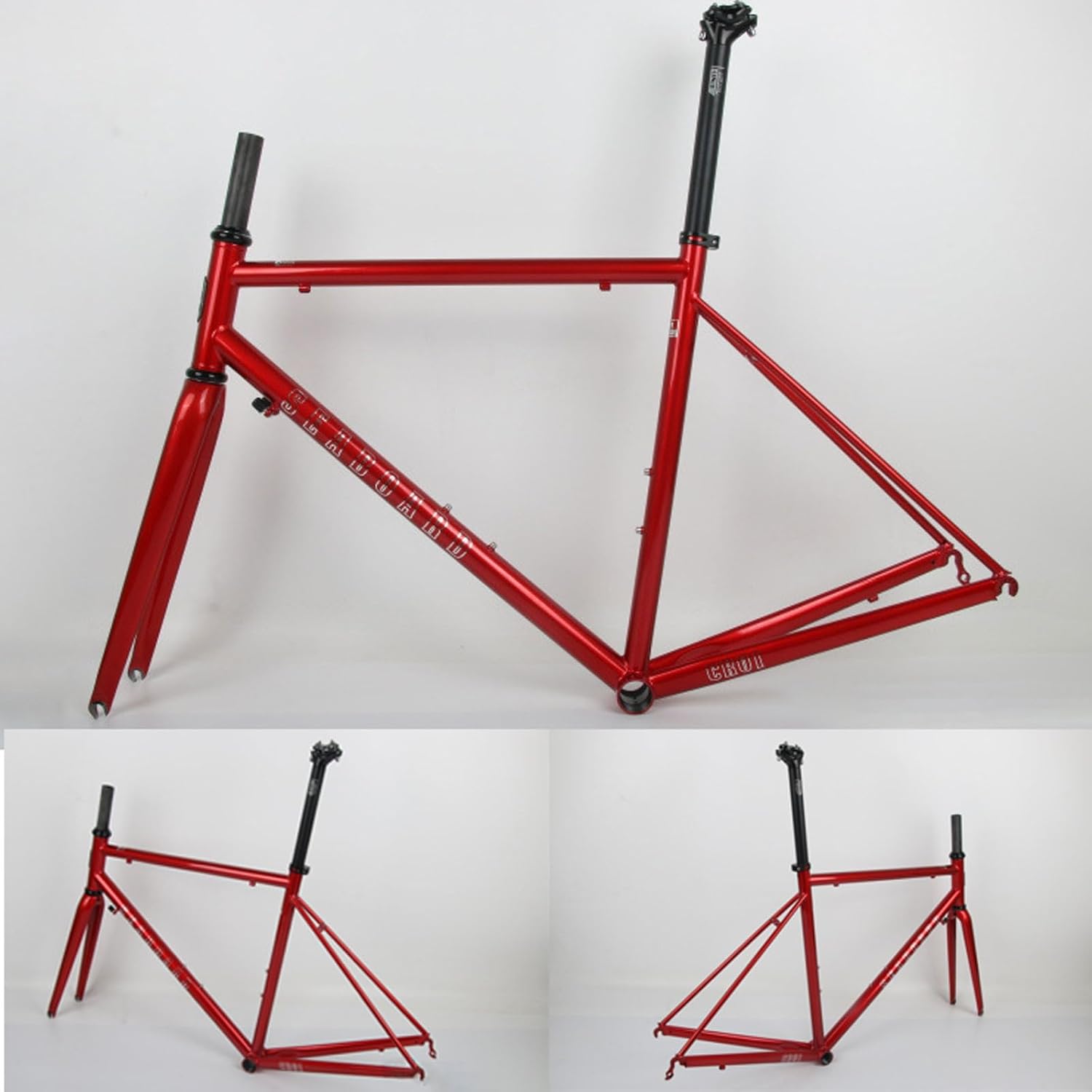 TUJISEK 700C Road Bike Frameset 44cm 47cm 50cm 53cm 56cm Chrome-Molybdenum Steel Frame with Carbon Fibre Fork C/Rim Brake Bike Frames Quick Release F100mm R130mm BSA BB68mm(Burgundy,53cm)