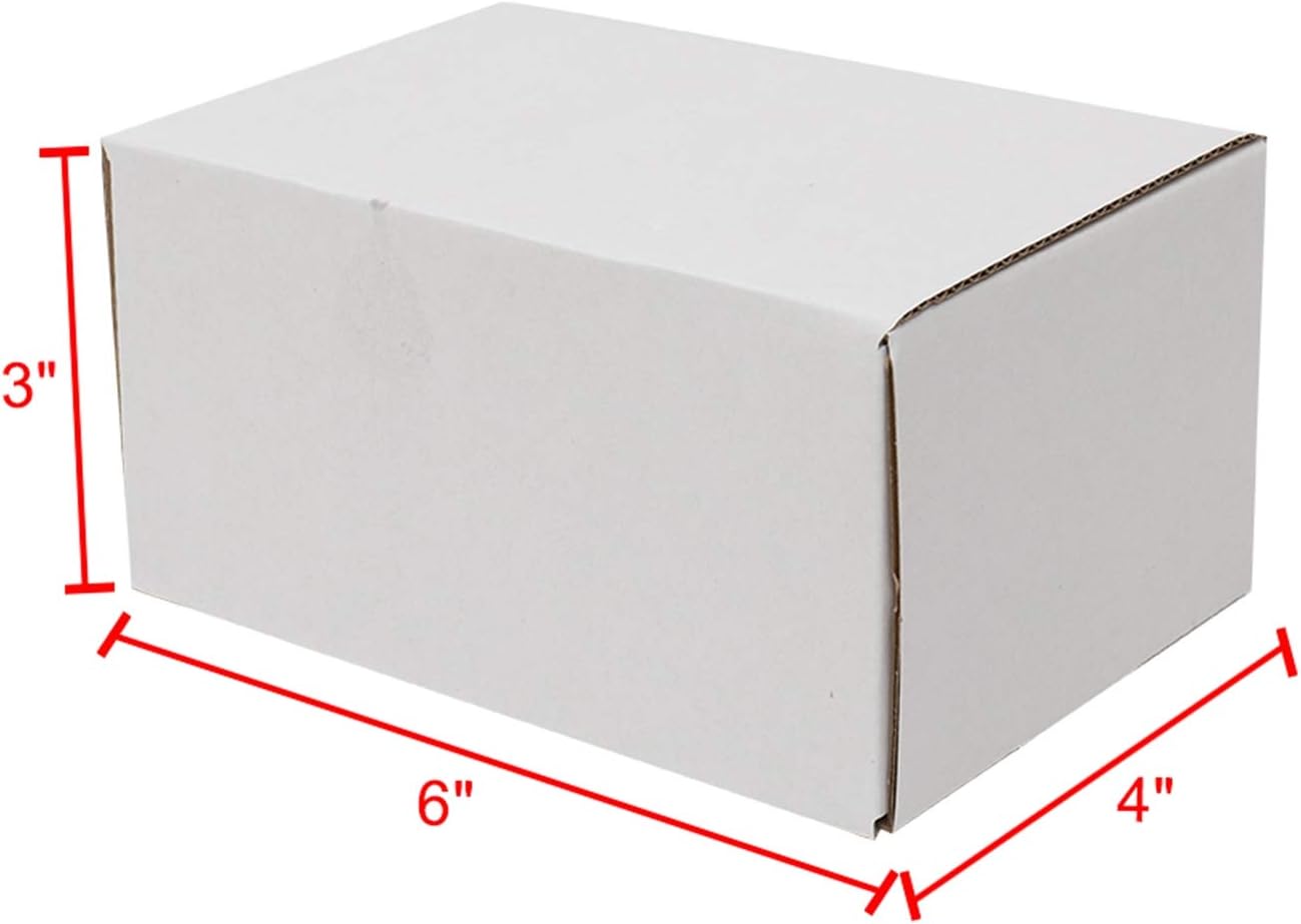 6x4x3 Inch Corrugated Shipping Boxes – Small Cardboard Boxes for Mailing, Business, and Home Storage, 50-Pack Set, White
