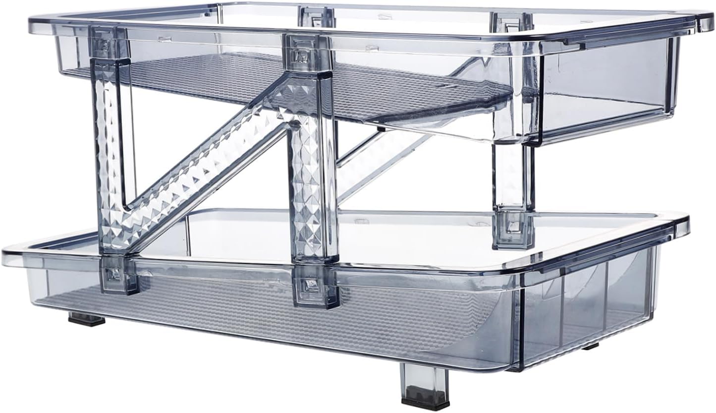 Double Tier Soda Can Dispenser for Refrigerator Stackable Drink Organizer Auto-positioning Pop Can Holder Fridge Can Storage Rack Blue Single Pack