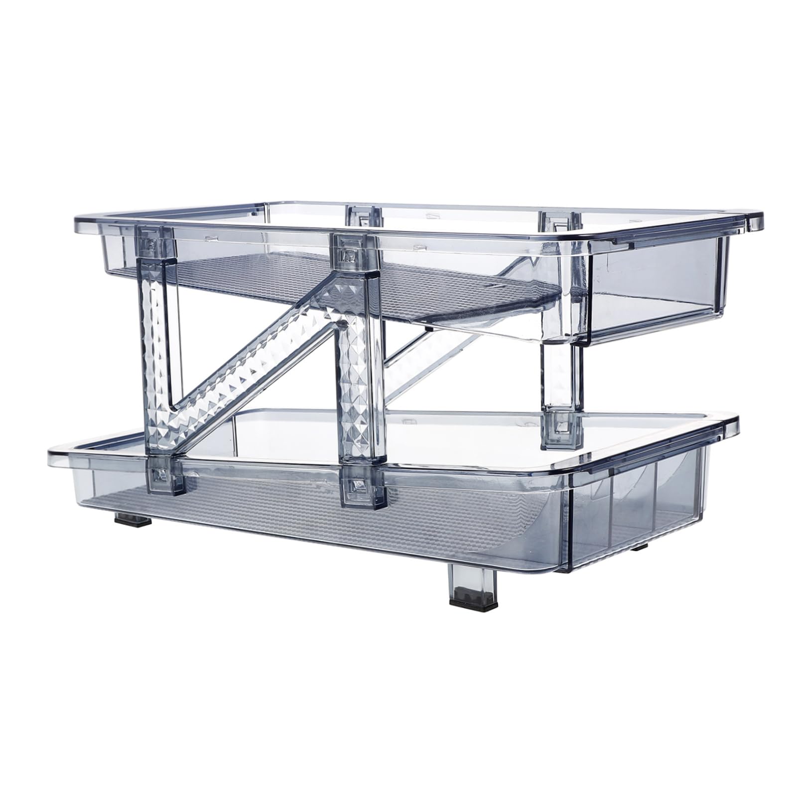 GRIRIW Double Tier Soda Can Dispenser for Refrigerator Stackable Drink Organizer Auto-positioning Pop Can Holder Fridge Can Storage Rack Blue Single Pack