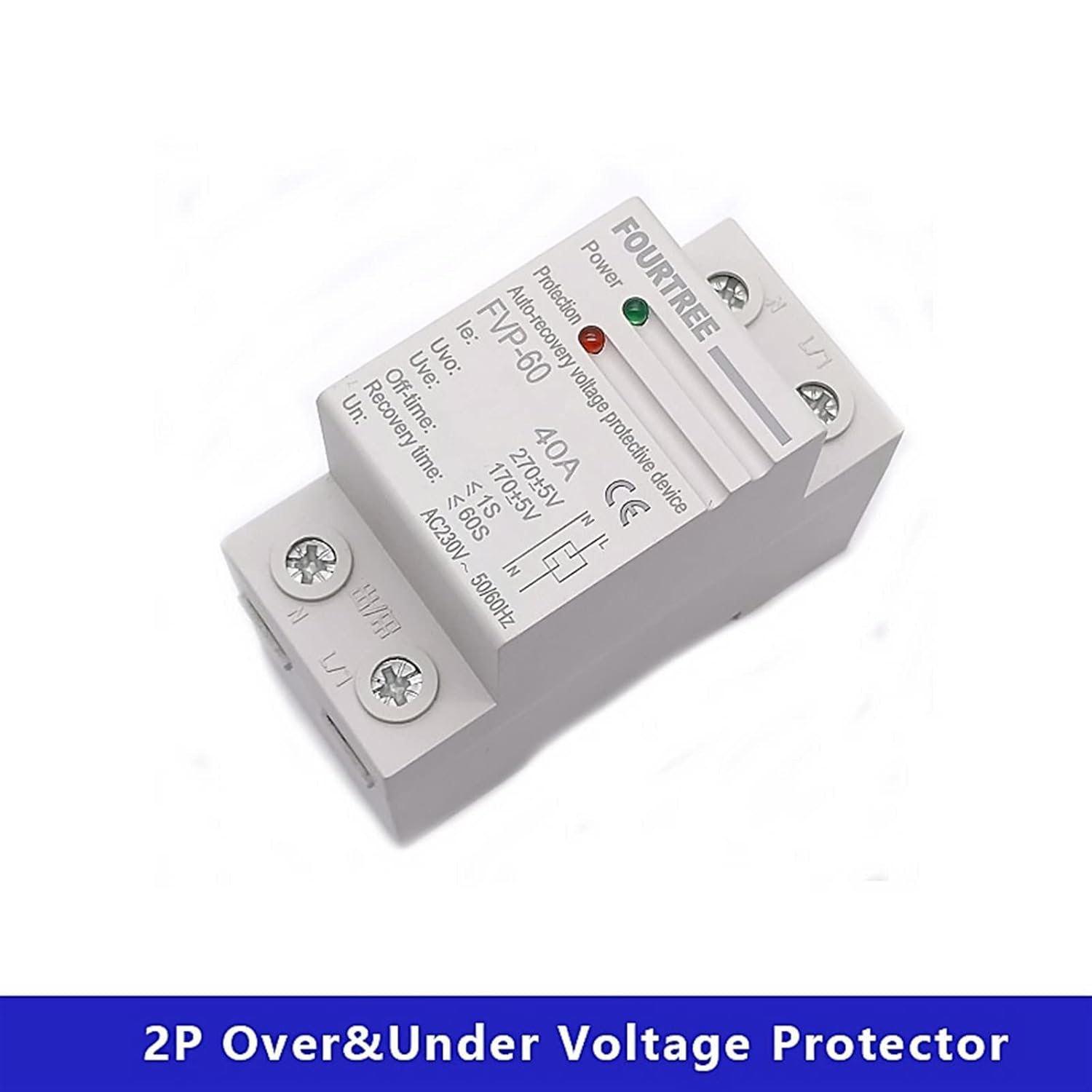 1Pcs Over and Under Voltage Protective Device Automatic Self-Recovery Reconnect Protection Relay 32/40/50/60A AC 220V(100A)