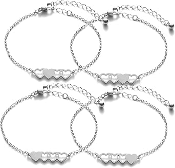 3 Sister Bracelets Best Friend Necklace Heart Bracelet Set of 3 BFF 3 Best Friends Long Distance Friendship Gift