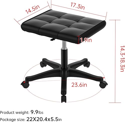 Miniatura 7 de alfd suoke Reposapiés móvil, taburete multiusos con ruedas bloqueables, reposapiés debajo del escritorio, silla rodante para oficina en casa,