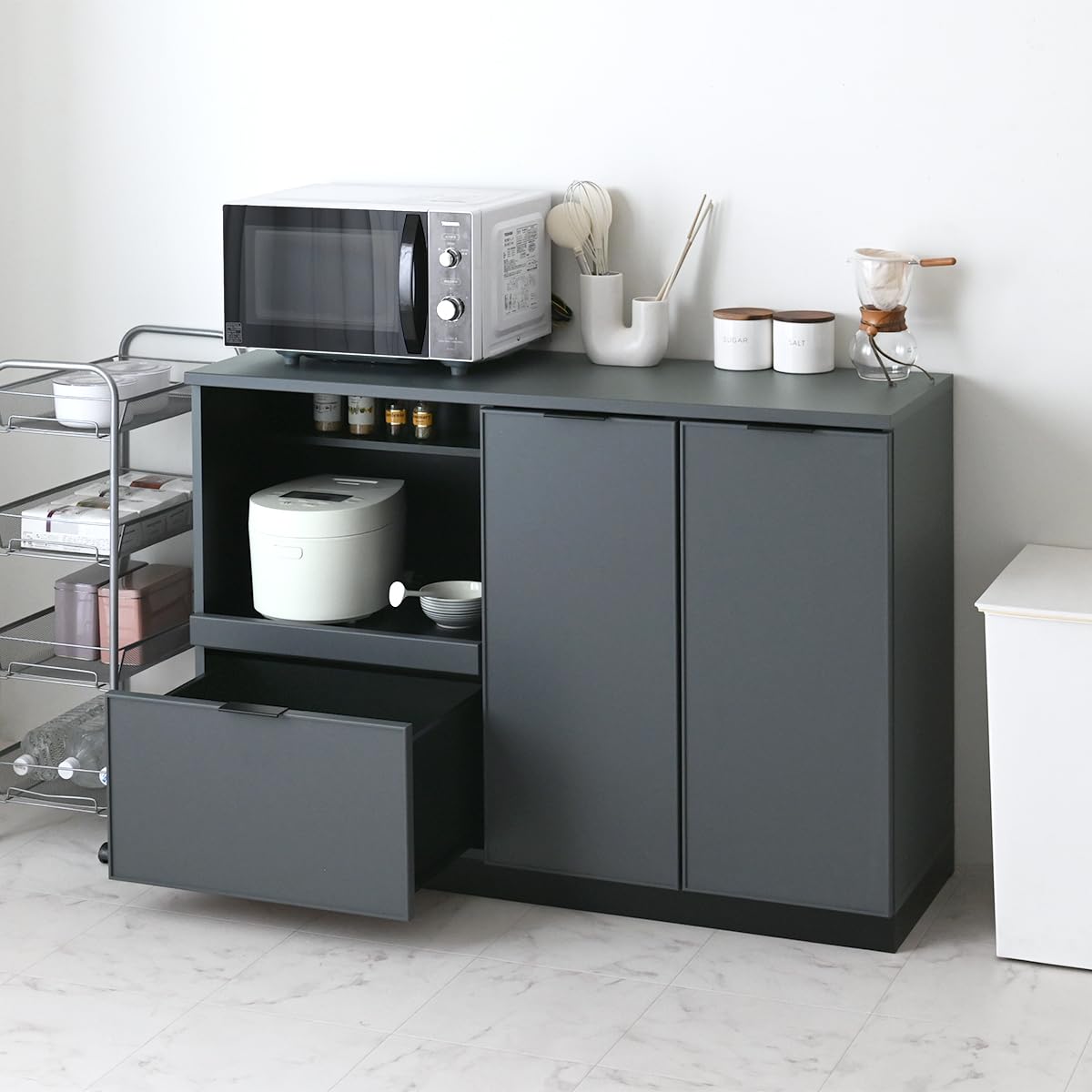 Amazon｜SESAME レンジ台 食器棚 レンジボード 幅118cm 高さ82cm 奥行