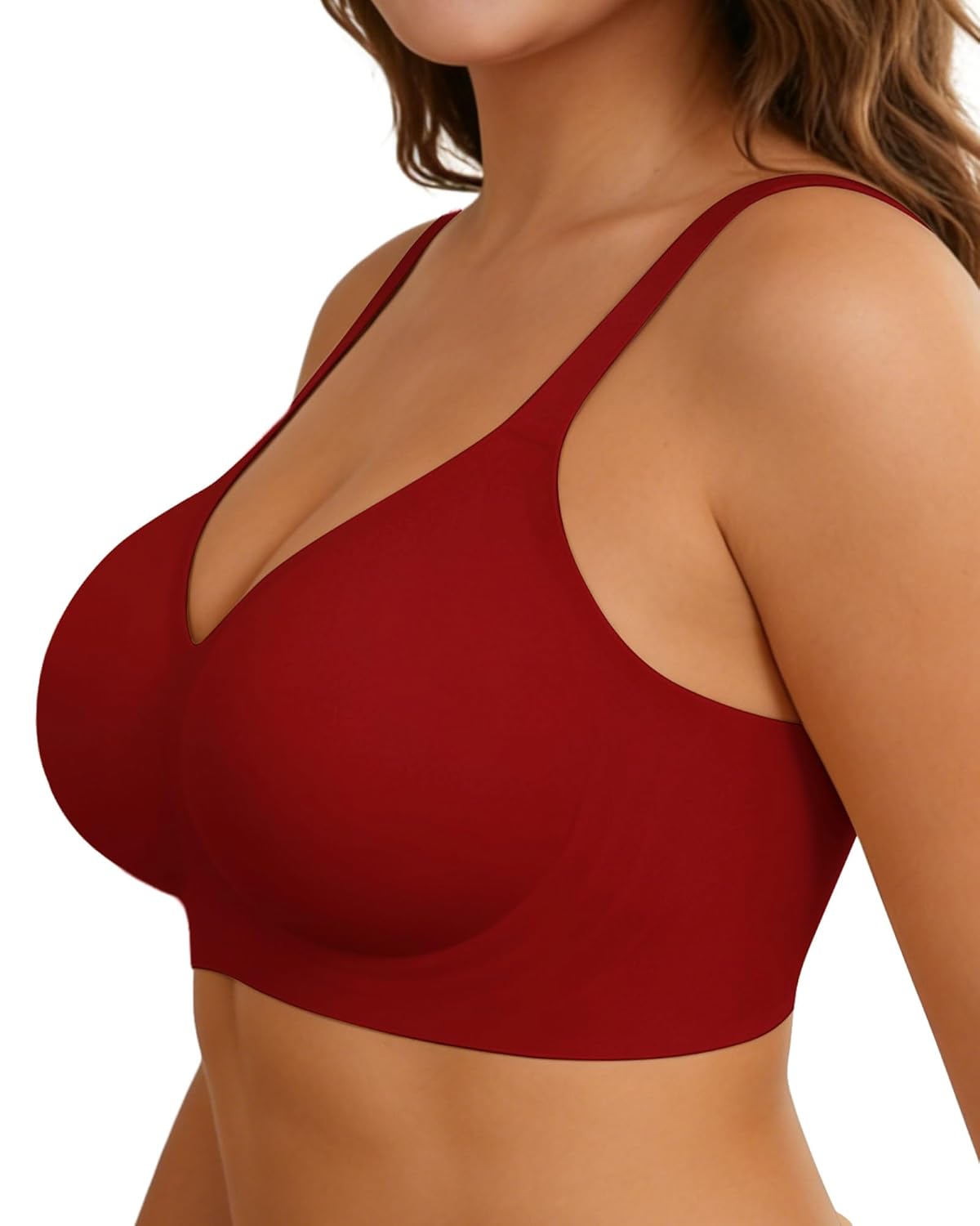 As Fairy Womens Soft Comfortable No Underwire Bras V Neck Seamless Push Up Bralettes Full Coverage Tshirt Brassiere