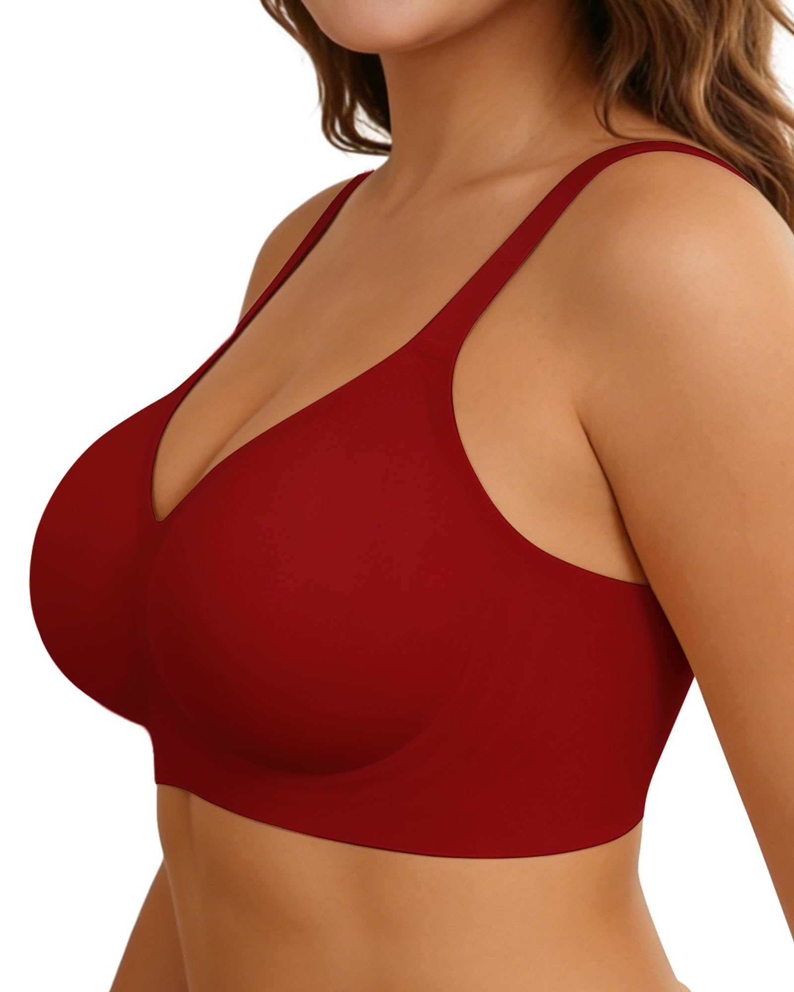 As Fairy Womens Soft Comfortable No Underwire Bras V Neck Seamless Push Up Bralettes Full Coverage Tshirt Brassiere
