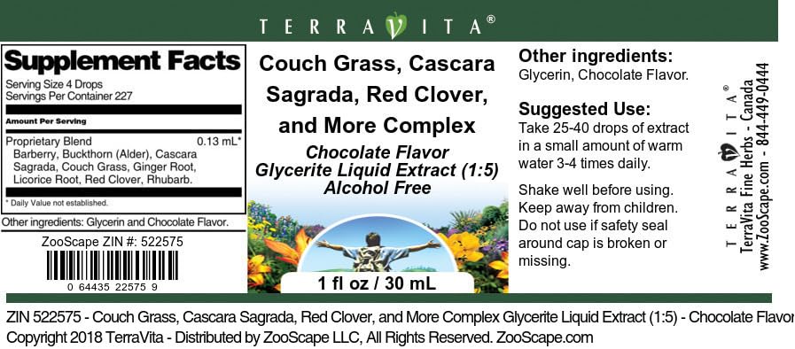 Miniatura 4 de TerraVita Extracto líquido de glicerita complejo laxante herbario (15) - Sabor a chocolate (1 oz, ZIN 522575)
