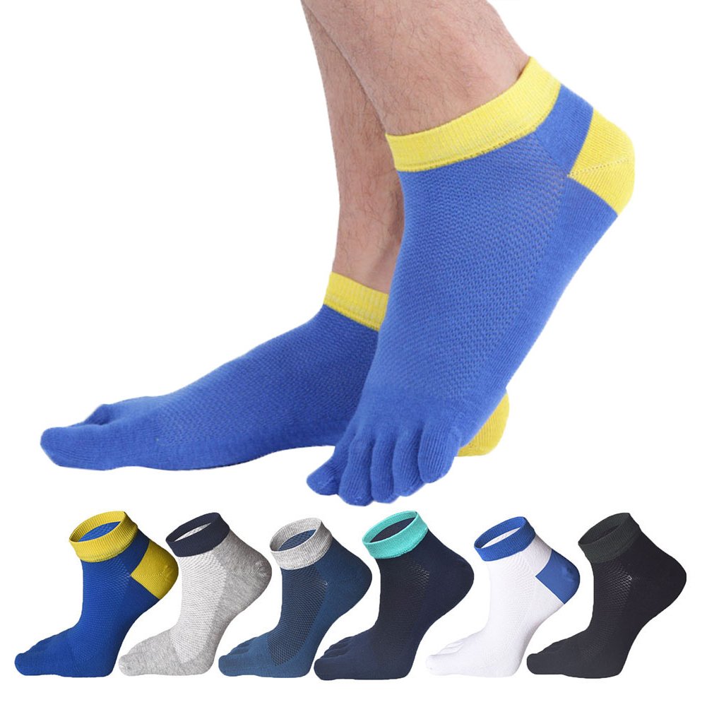 Men's Five Finger Toe Socks Cotton Crew Casual Colorful Patterned 5/6 Pairs-image-32