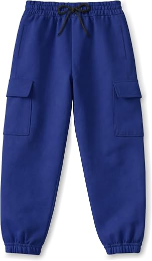Trampoline Boys Cargo Jogger Pants | Terry Loop Fabric | 4 Pocket Utility Style | Elastic Waist Casual Track Pant for Kids