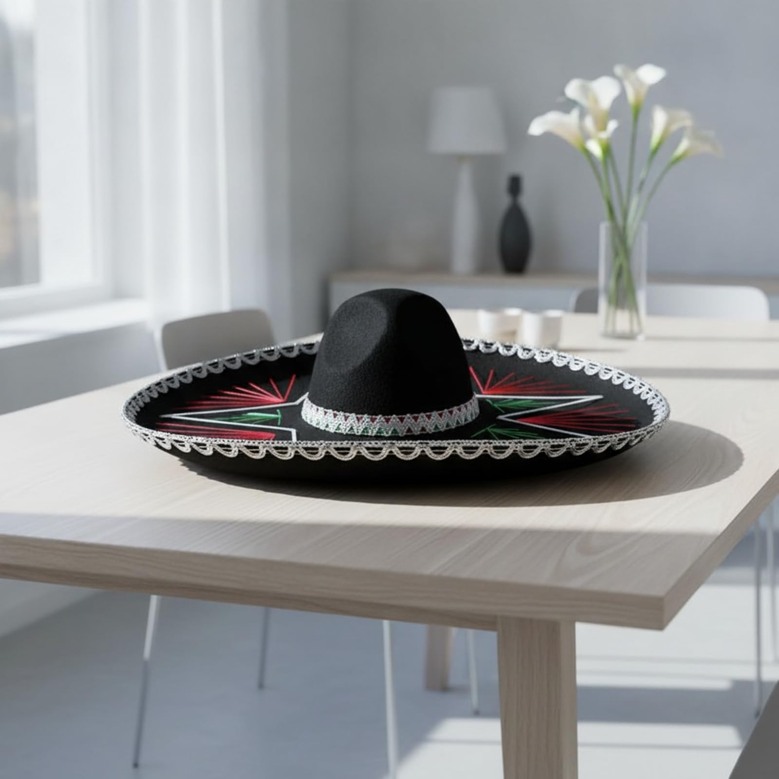 Sombrero de Fiesta Sombrero Disfraz Sombrero Tradicional Accesorio con Bordado Colorido y Extra Ancha con Sujeción Segura Adecuado para Celebraciones