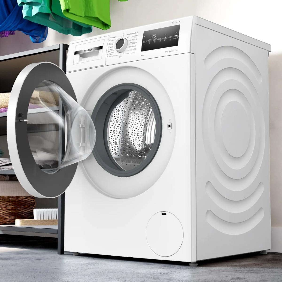 Bosch Serie 4 Frontlader-Waschmaschine, 8 kg, 1200 U/min, IronAssist-Funktion, ActiveWater Plus, EcoSilence-Motor, Weiß - WAN24272ES