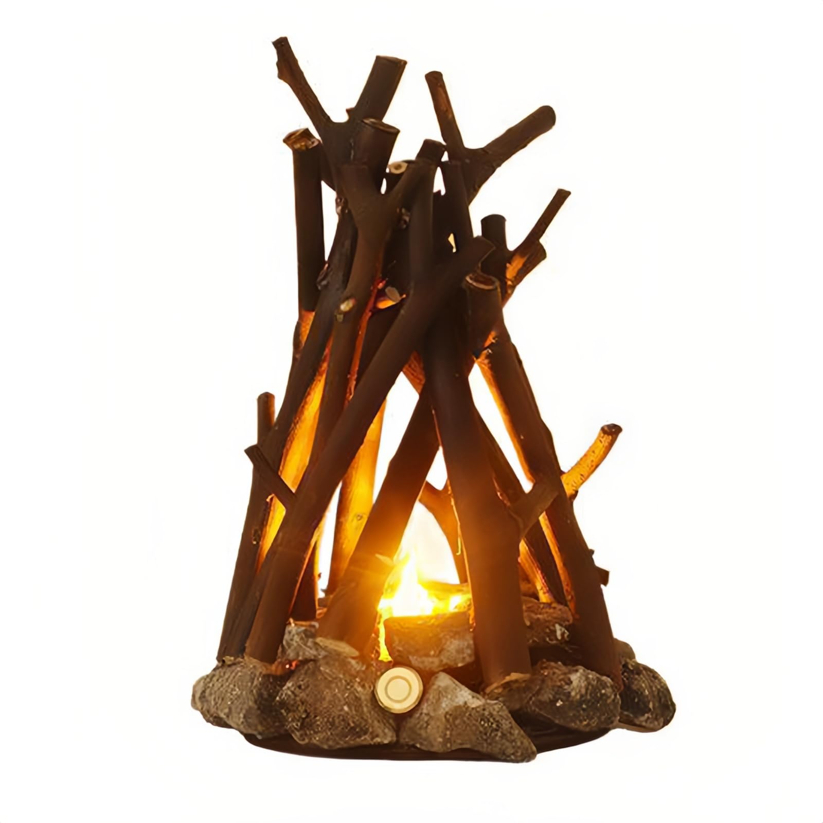 Luz de Hoguera Retro con Efecto de Hoguera de Campamento Lámpara de Llama LED Recargable Forma de Rama de Árbol 3 Modos Seguridad Interior Exterior para Sobremesa Hogar Decoración Navideña
