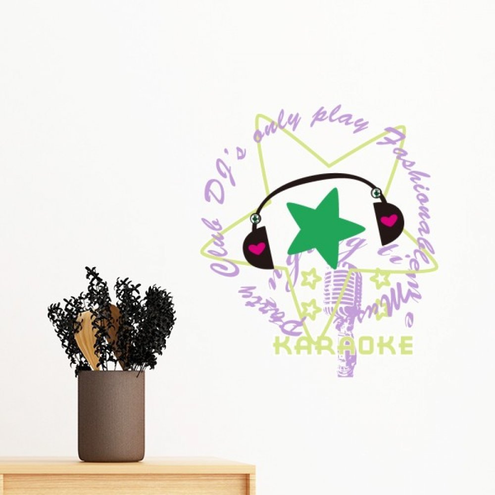 Sticker musique etoile verte pour masquer les imperfections du mur