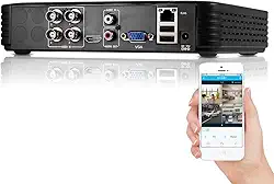 Gravador DVR de vigilância 1080P 4CH H.265 autônomo 5 em 1 CCTV Gravador de vídeo digital DVR para câmera de segurança Sistema de vigilância doméstica, aplicativo móvel e controle remoto PC (sem disco rígido)