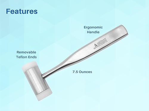 Miniatura 5 de ARTMAN INSTRUMENTS Mazo quirúrgico – Martillo quirúrgico de implante con extremos tapados de teflón, mango ergonómico de 6.5 pulgadas, lavable en