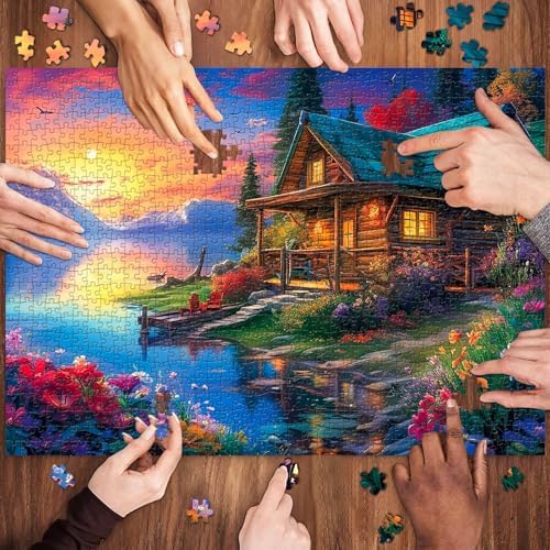 TangComplete - Lakeside Chalet Puzzles for Adults 1000 Pieces, Jigsaw Puzzles for Adults 1000 Piece, Challenging Game Toys, Impossible Puzzle, Family Decoration Puzzle - 3