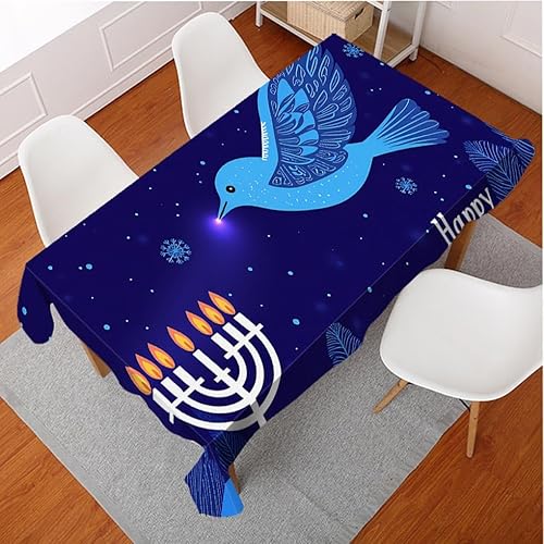 Miniatura 4 de Mantel con texto en inglés «Happy Hanukkah», bonito mantel rectangular para cocina, comedor, fiesta, 60 x 104 pulgadas