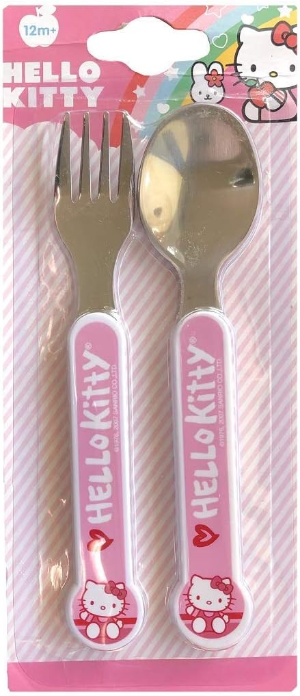 Hello Kitty Metal Spoon and Fork Set Suitable for 12 Months +
