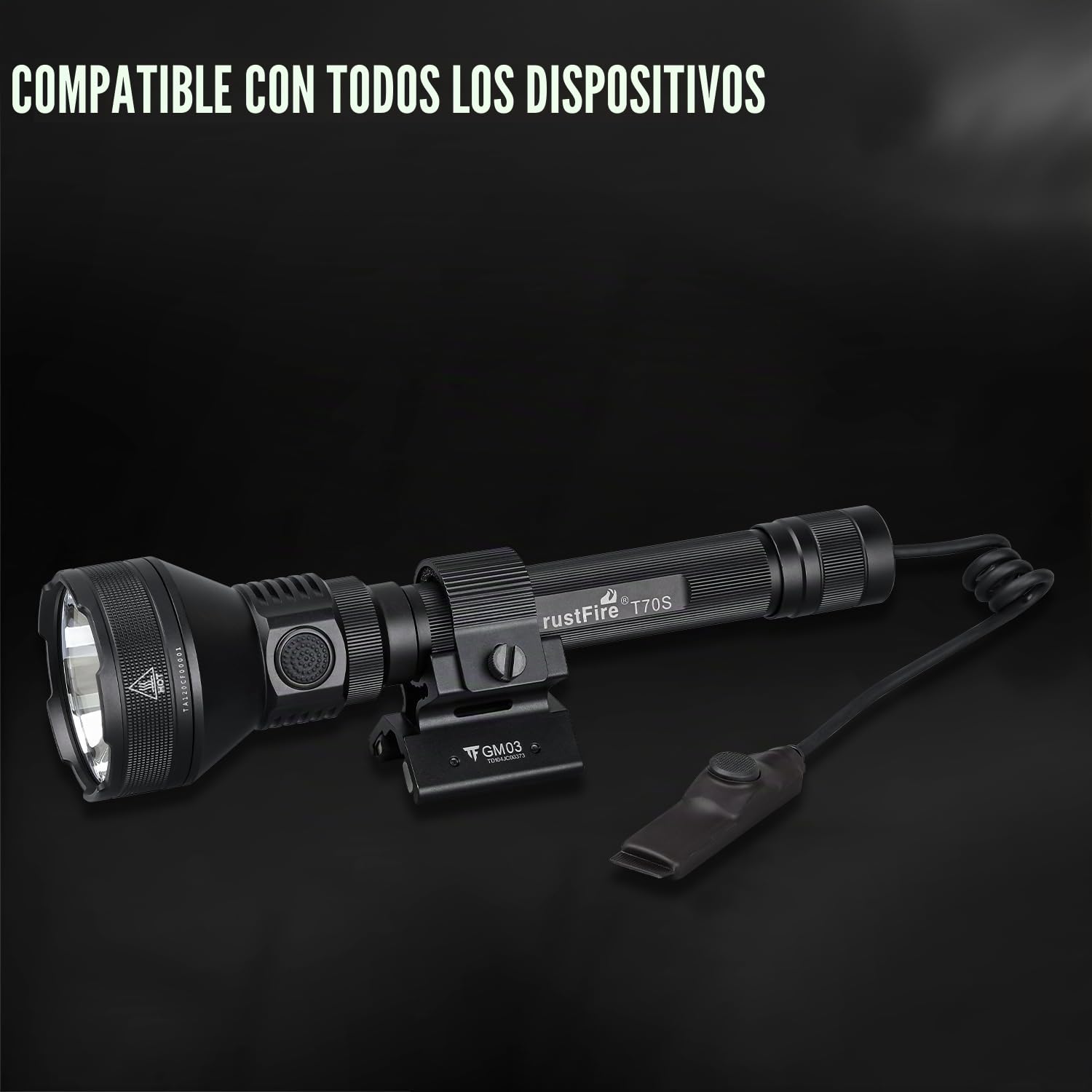 TrustFire T70S - Linterna LED potente profesional, linterna de caza 2350 lúmenes, táctica militar, linterna eléctrica, recargable por USB, linternas de alta potencia, para caza, rescate, emergencia