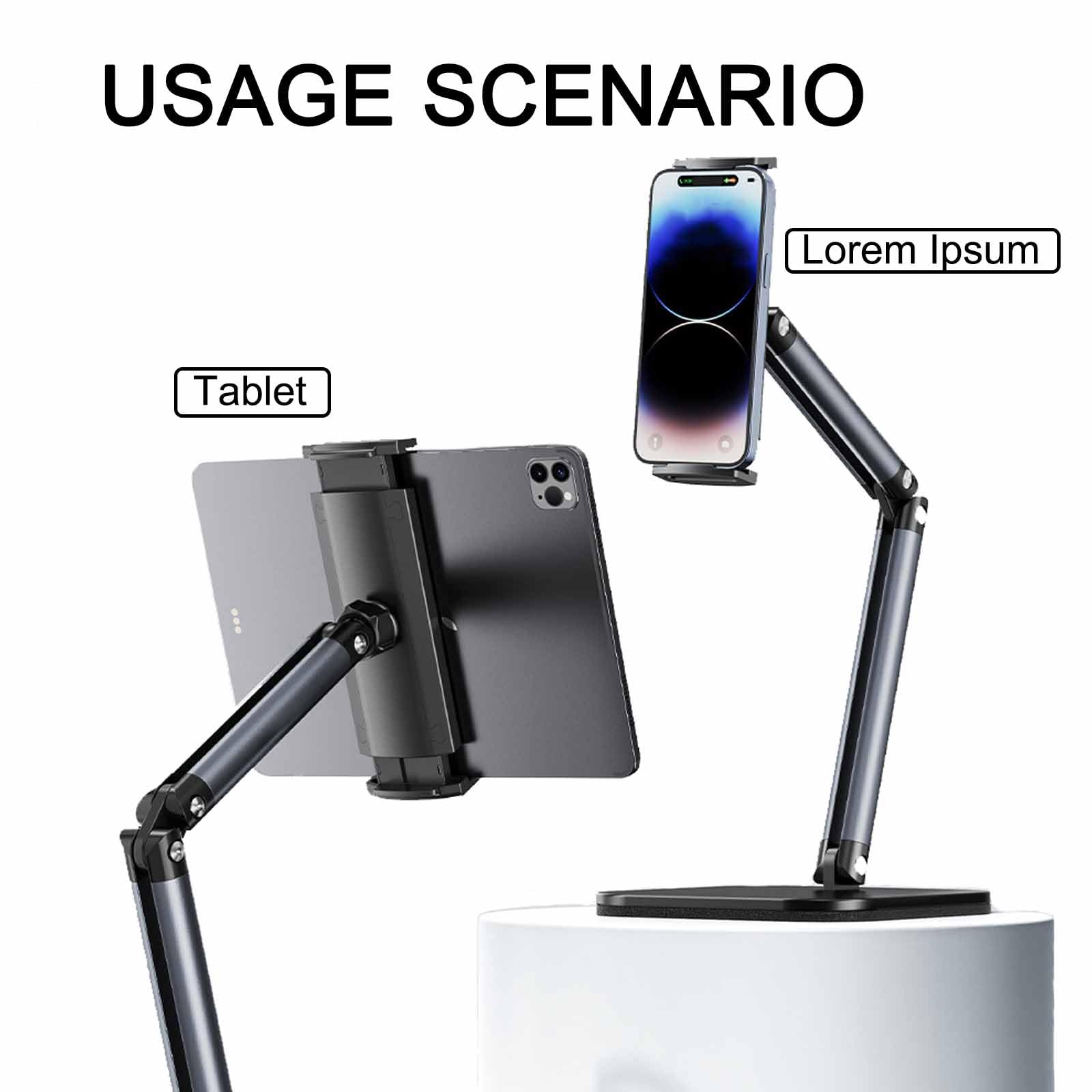 Metalowy Uchwyt do Pulpitu, Aluminiowy Uchwyt do Tabletów, Regulacja Wysokości i Kąta, Podnoszący Uchwyt do Tabletów, Przenośny Tablet do Transmisji na żywo