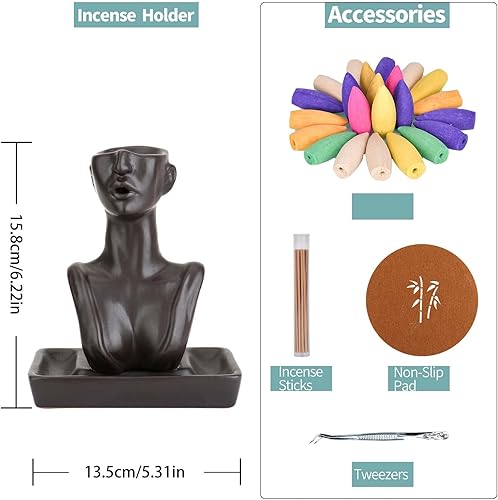 Miniatura 2 de YYW Estatua de reflujo de incienso, quemador de incienso, cascada, adorno de aromaterapia, decoración del hogar con conos de incienso y varilla de