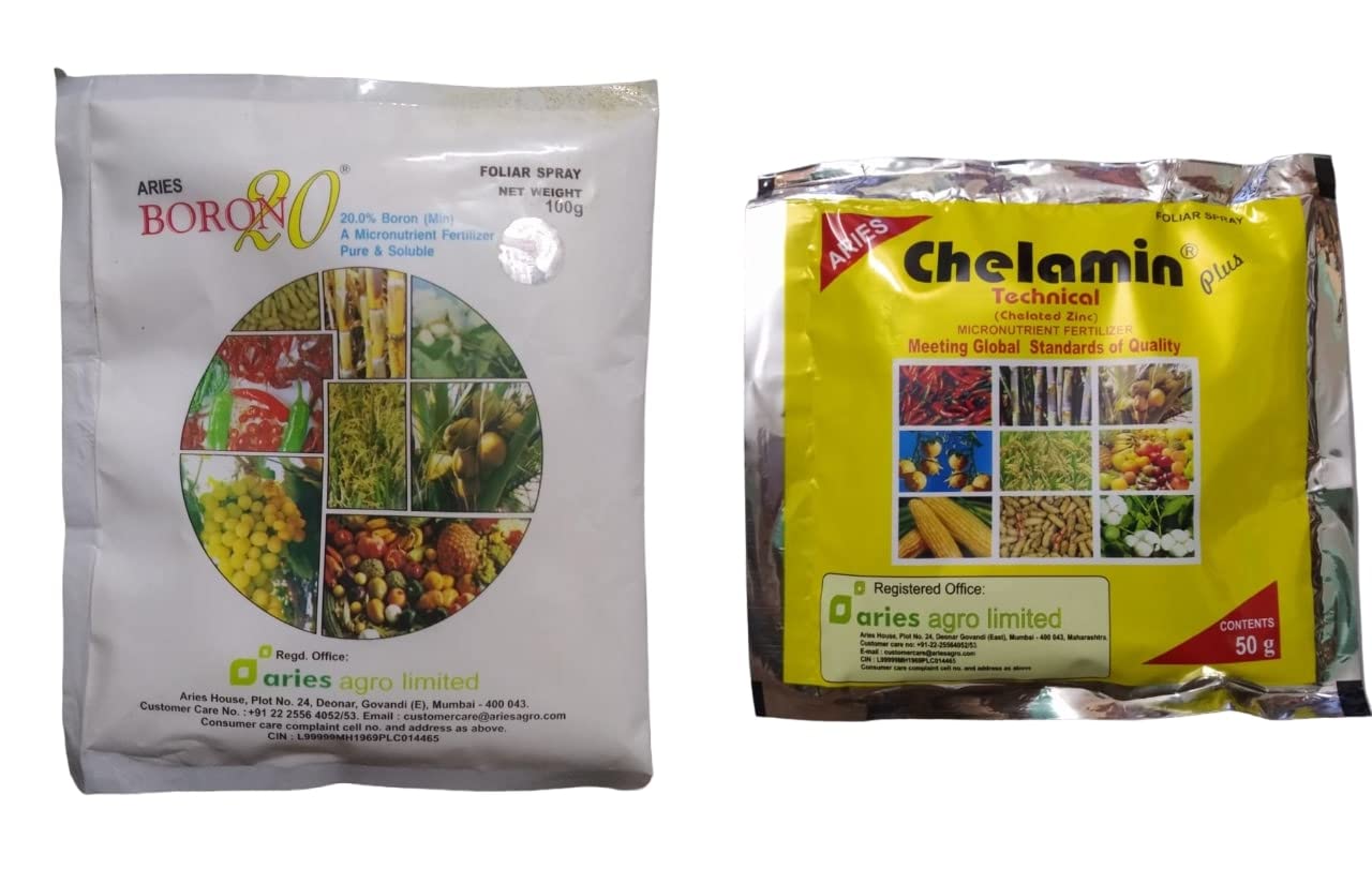 Aries Boron-20 Micronutrient 100 gm and Chelamin Chelated Zinc micronutrient (Zn EDTA-12%) 50 gm water soluble fertilizer for plants (B0C2NDKL53) Amazon Price History, Amazon Price Tracker