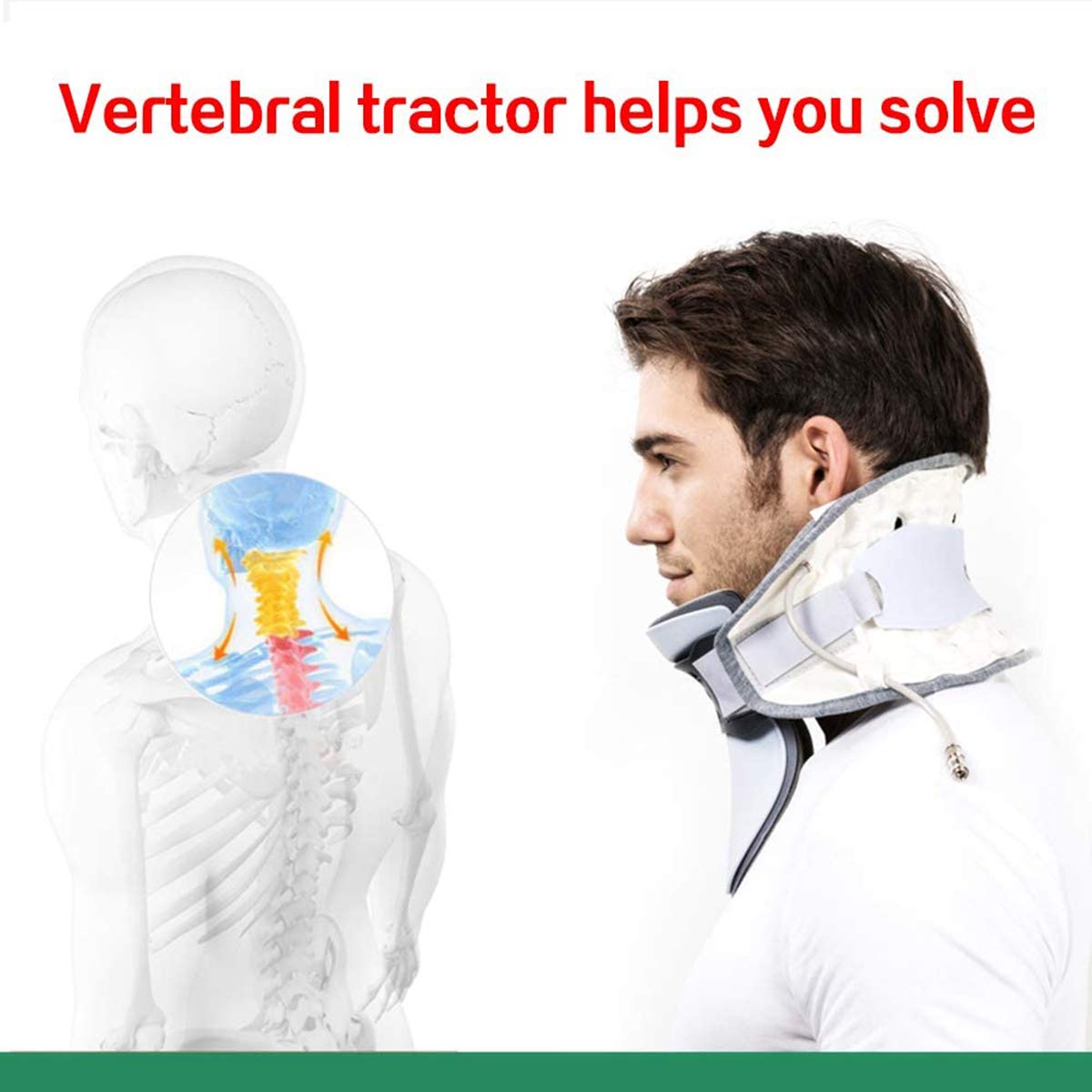 Collare cervicale Neck Brace, Dispositivo di trazione del Collo Gonfiabile, Strumento per Fisioterapia, impacco Caldo, Tratto di Cura Fisso