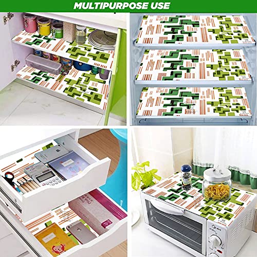 Image of Polyester 3-Layered Fridge Top Cover /Refrigerator Cover with Utility Pockets and Set of 4 Pc Fridge Mats (Color-Green, Size-39x21 Inch)