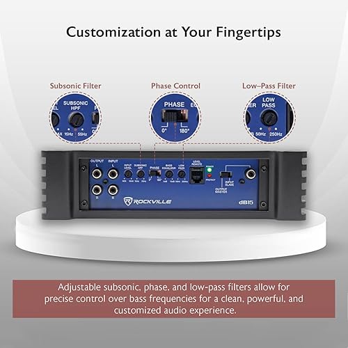 Miniatura 4 de Rockville dB15 - Amplificador de audio mono de 2 ohmios para automóvil, 6000 vatios pico/RMS de 1500 vatios