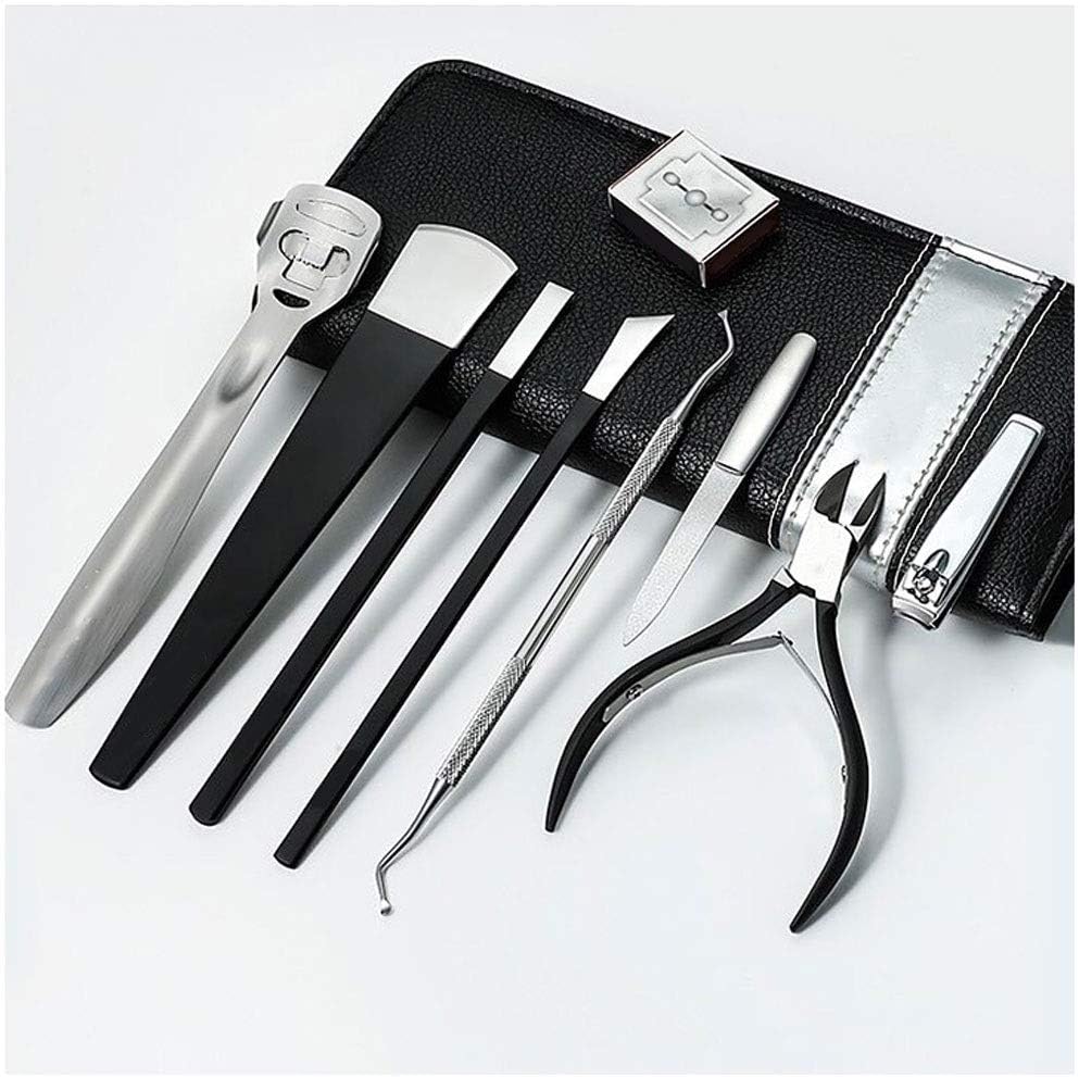 Manicure Set Black Leather Case Women's Pedicure Set Household Nail Cover Stainless Steel Nail Care Tool Household Nail Clippers Nail Clippers Pedicure Kit