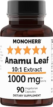 MONOHERB Pure Anamu Leaf 101 Extract - 1000 mg per Serving - Serving Size 2 Capsules - 45 Servings per Bottle - Petiveria Allicea - Guinea Henweed