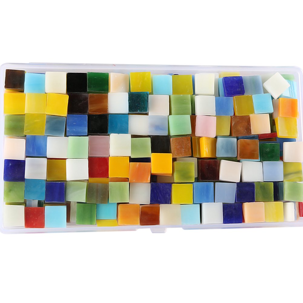 Azulejos de mosaico de vidrio vítreo de varios colores para decoración del hogar y suministros de manualidades, 0.4 x 0.4 pulgadas, 500 piezas, 10.58 oz 6