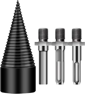 Firewood Splitter Drill Bit - 4 Piece Set with 3 Handles | Steel Log Breaker | Wood Splitting Auger Screw Tool for Household Electric Drill and Outdoor Camping Use