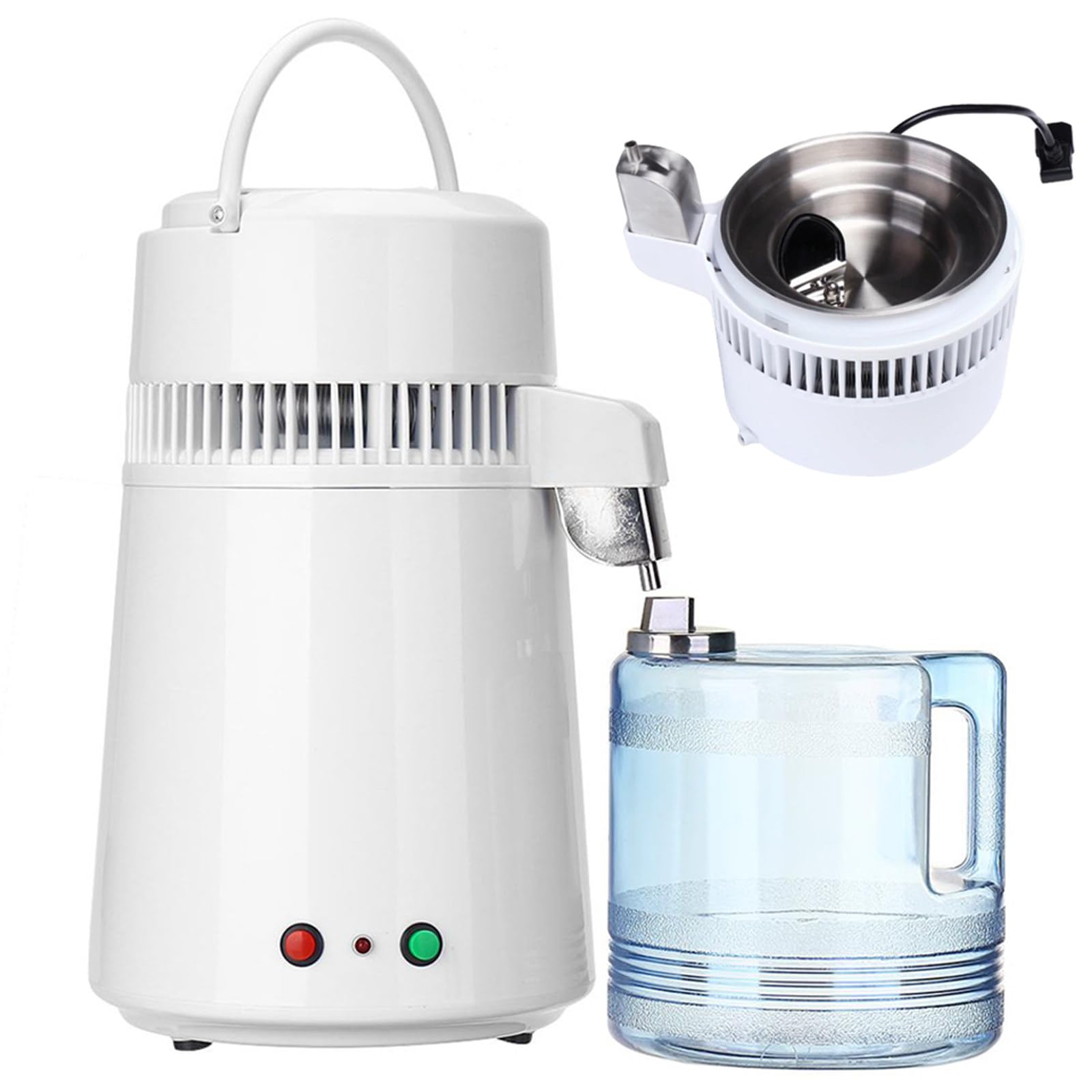 Destilador De Agua 4 L, Destilador De Agua Pura Para El Hogar, Filtro De Agua Destilada, Equipo Purificador De DestilacióN, Interior De Acero Inoxidable, ProteccióN Contra Sobrecalentamiento, 1 L/H