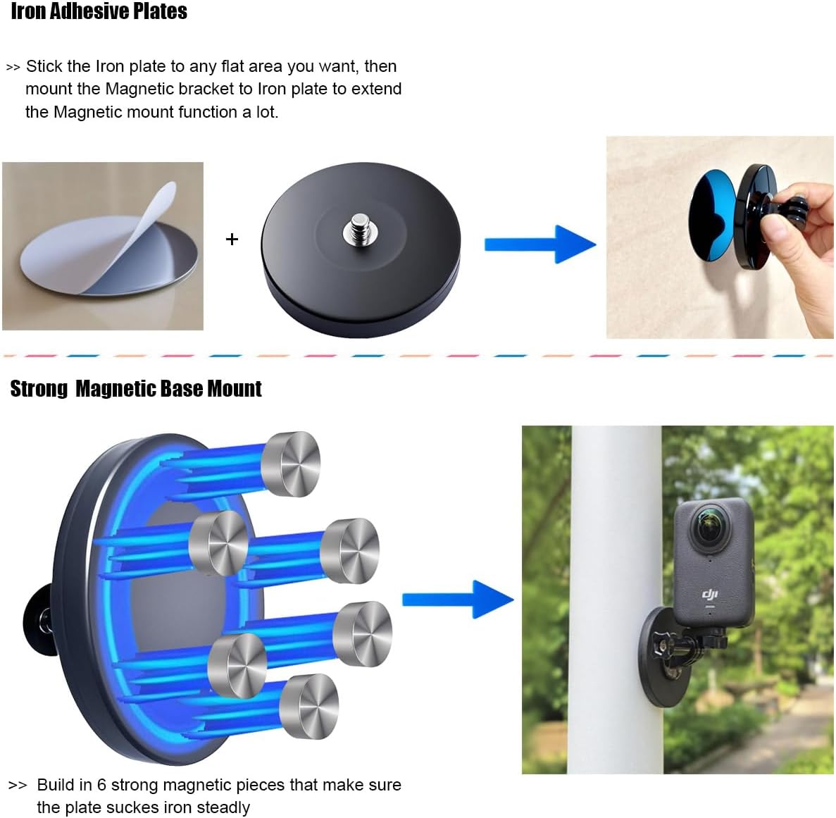 Accessory Kit for DJI Osmo 360 Magnetic Mount Bundle with Carrying Case Selfie Stick Glass Screen Protector Silicone Case Head/Chest Strap Mounts and Adhesive Pads 60O - Image 4