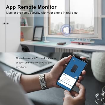 WiFi Smart Door Sensor, Wireless Door Window Sensor Alarm, Mini Contact Sensor for Home Security, Push Notification, Volume Adjustable, Timer, Compatible with Alexa/Google Assistant. 4 Pack