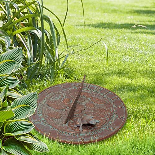 Whitehall Products Frog Sundial, Copper Verdi #TOP3