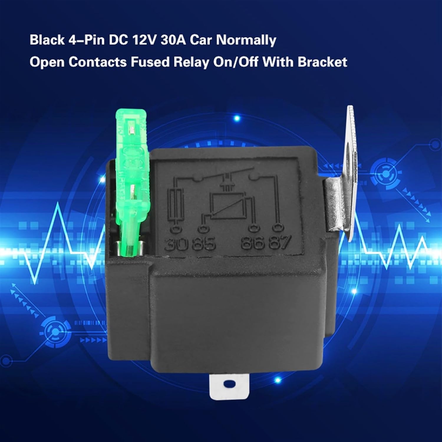 AMNOOL 4-Pin DC 12V 30A Fuses Car Normally Open Contacts Fused Relay On Off with Metal Bracket Automotive Lamp Fused Relay