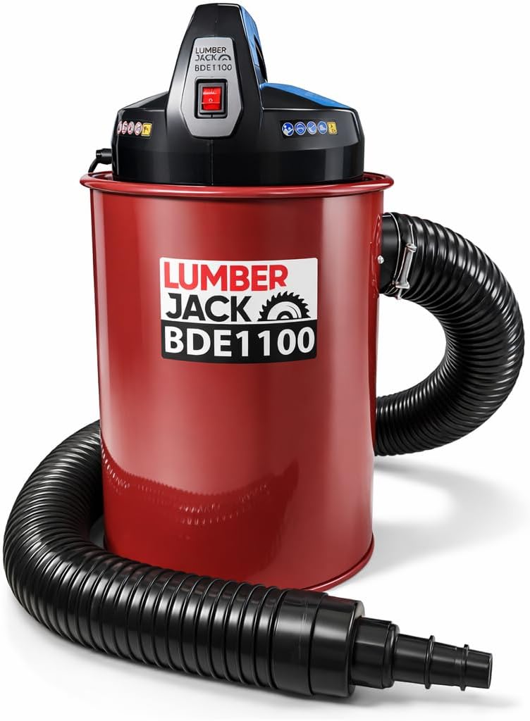 LUMBER JACK BDE1100 50L Woodworking Dust Collector, 1100W Powerful Extractor, 0.5 Micron Filtration, 2m Hose & Multi-Size Adaptors, Low Noise 77dB, Ideal for Small Workshops