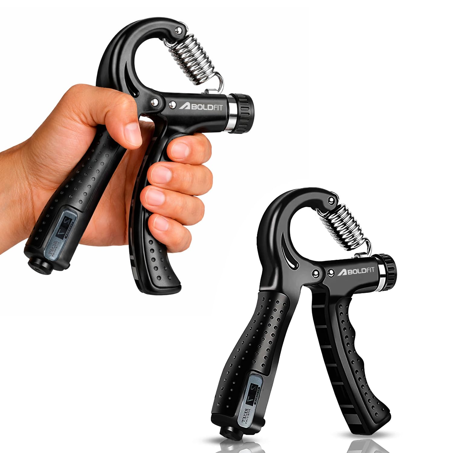 61cdLbViB7L SL1500 Boldfit Adjustable Hand Grip Strengthener, Hand Gripper With Counter for Men & Women for Gym Workout Hand Exercise Equipment for Forearm, Finger Exercise Power Gripper - 60kg,Alloy Steel,Black - MSDeals