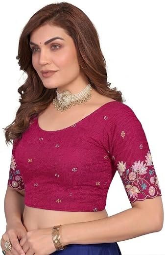 Women's Premium Sequence & Heavy Floral Embroidered Readymade Blouse Stitched Blouse for Saree & Lehenga