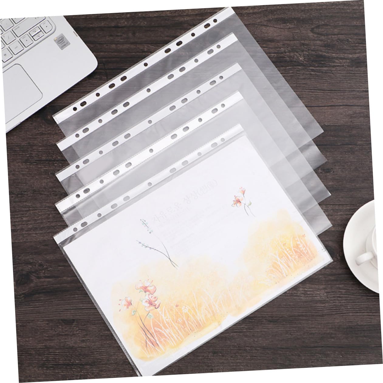 PLAFOPE Chemise Rangement Document A4 Transparente, Pochettes Perforées 11 Trous en Pp, Lot de 100, Résistantes à L'eau Déchirures pour Bureau