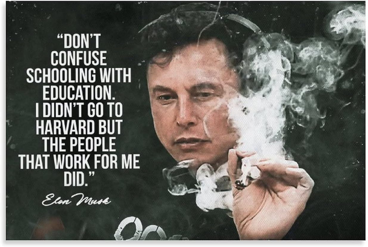 Elon Musk Quote on Education Poster Canvas Painting Singapore | Ubuy