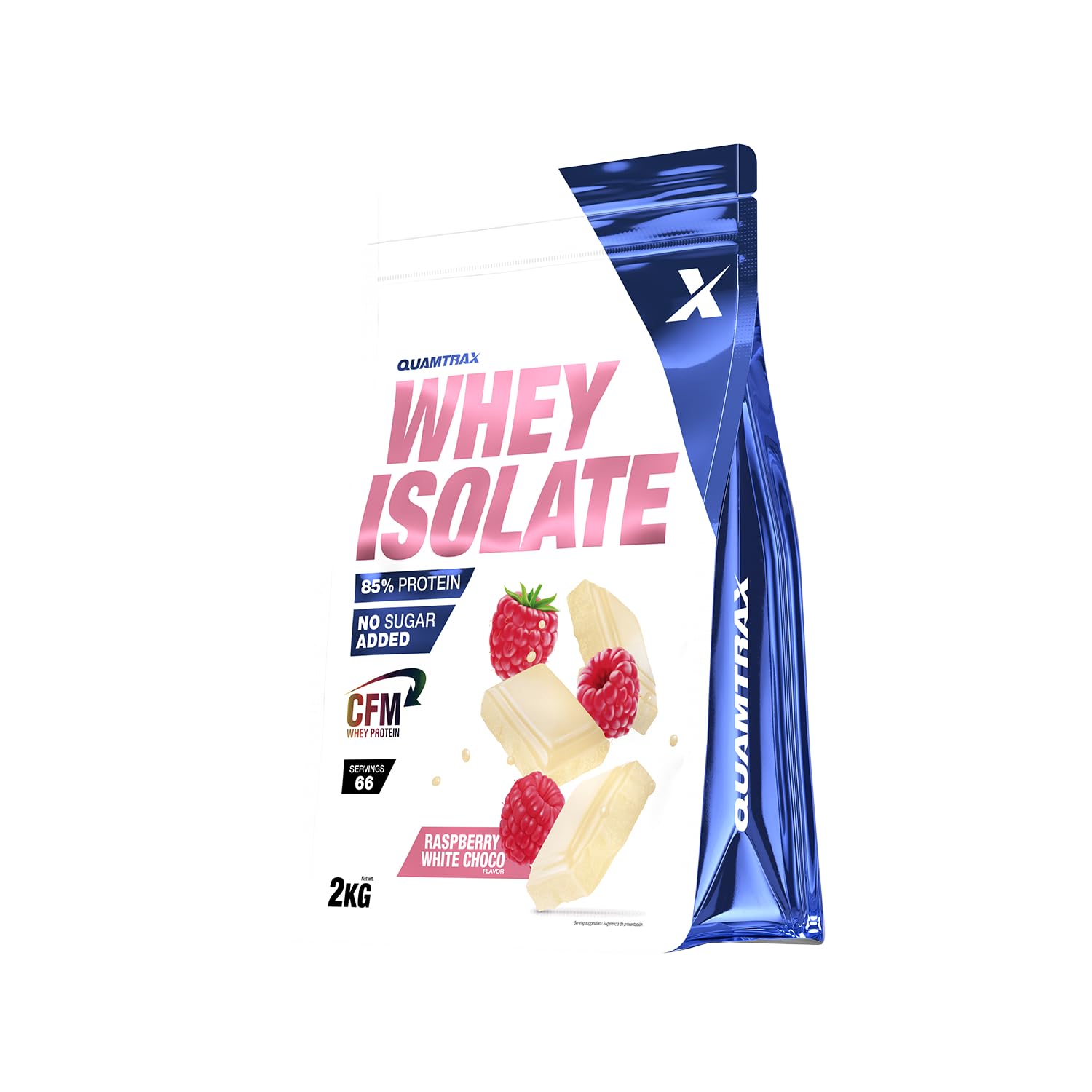 Quamtrax Nutrition - Whey Isolate (Proteína de Suero de Leche Aislada) - Alto contenido proteico, apoyo en el crecimiento muscular y rápida absorción (700 g, Chocolate Blanco y Frambuesa)