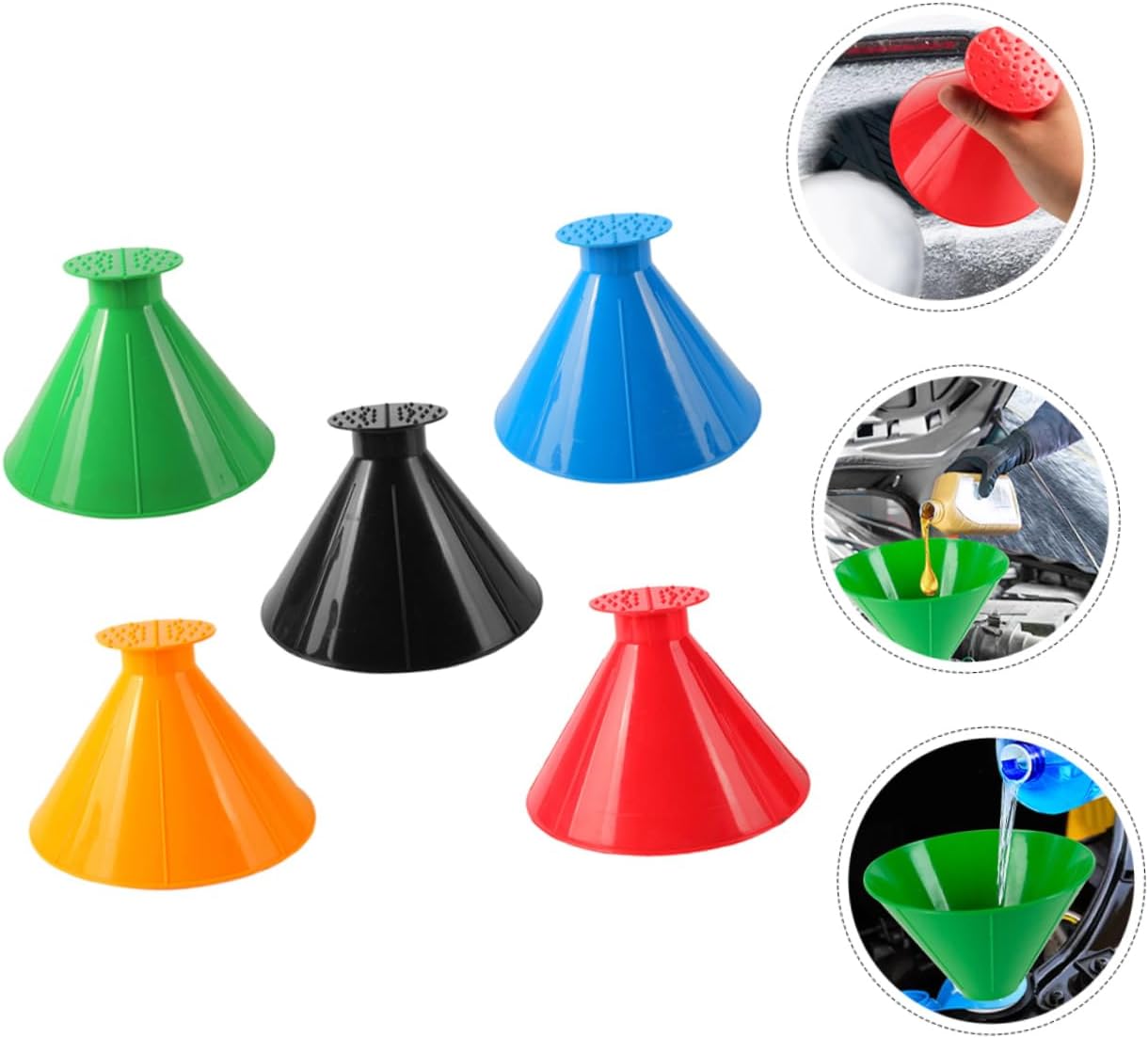 Zerodeko 5pcs Multi-Function Car Snow Shovel Cone Scraper Windshield Brush Ice Cover Brush and Rake