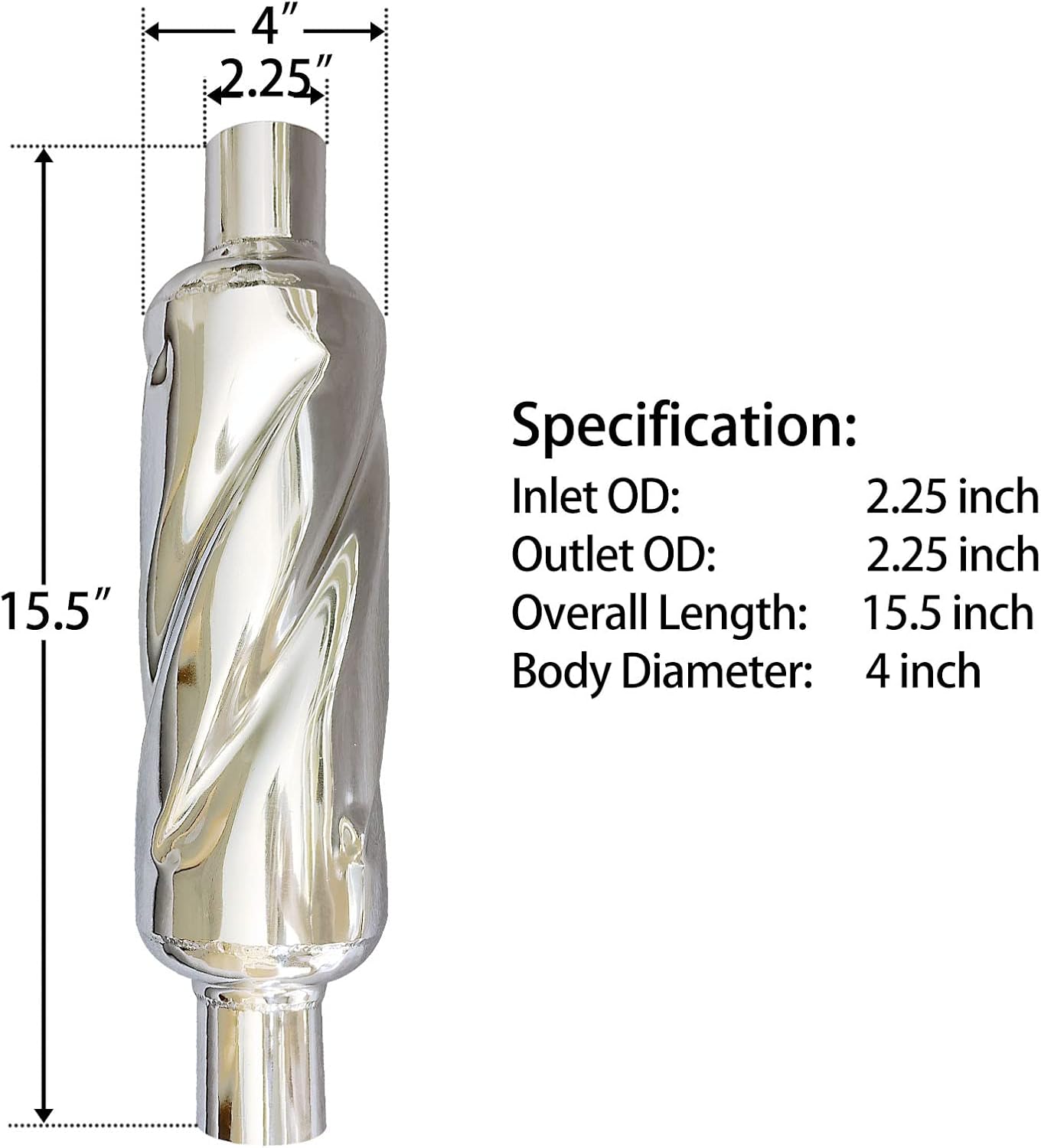 Glasspack 2.25 Inch Muffler Exhaust Pipe, Universal Performance Resonator Dual Loud Exhaust Tip 2.25 Inch Inlet for Trucks Car