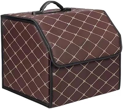 Large Capacity Collapsible Trunk Organizer for Car, Foldable Trunk Organizer with Lid for SUVs Sedans, Car Baskets for Organizing, Portable Car Storage Box Coffee color - Gold, Small