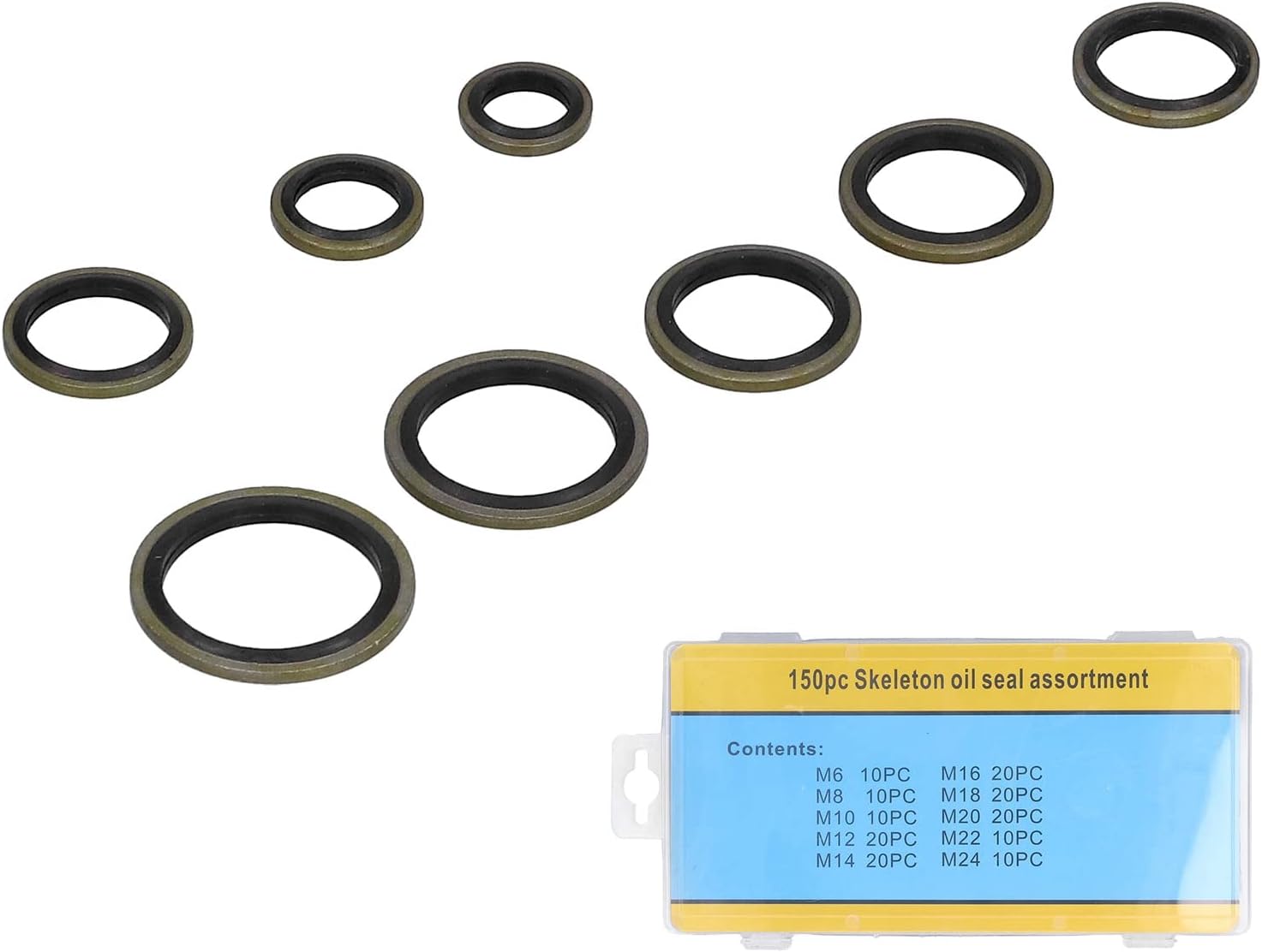 M6 Bonded Washer Bonded Seal Washer Metal Rubber 150Pcs Metal Bonded Sealing Washers