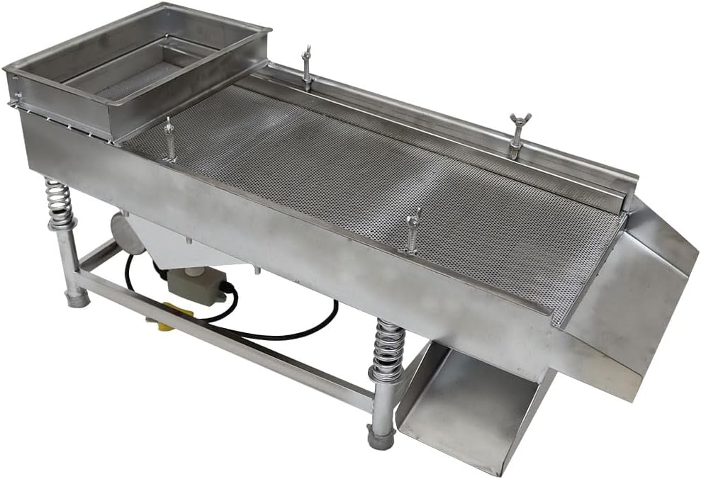 Electric Vibrating Sifter with 2mm Screen Straight Vibrating Sieve Shaker Stainless Steel Linear Sifter Machine Linear Shaker Single Motor 220v 80W